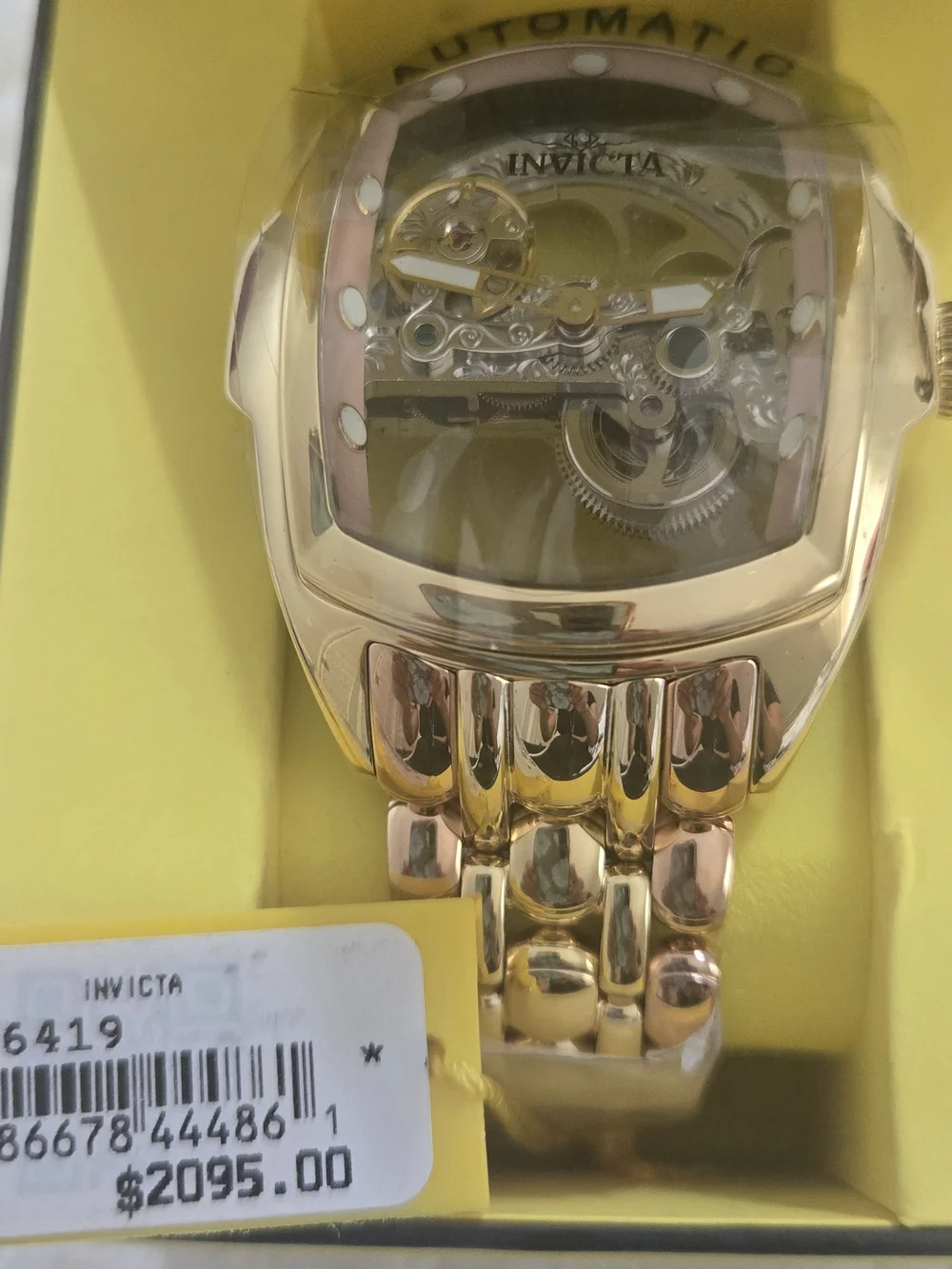 Invicta Gold Tone Automatic Skeleton Dial Men's Watch